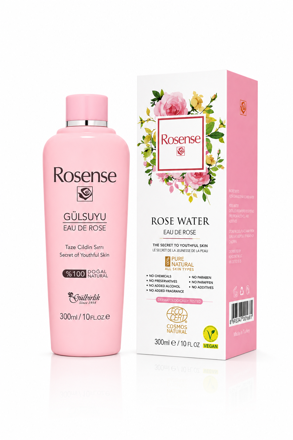 Rosense  Rosewater 100 % Natural  Cleanser & Tonner 300ml image 0